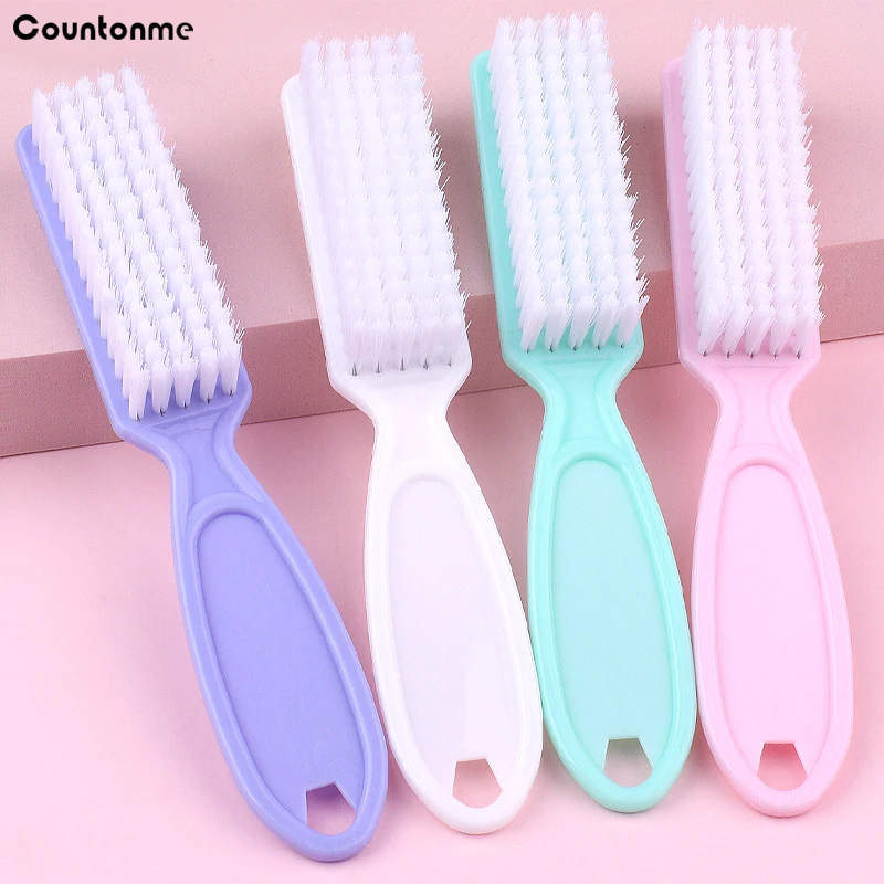 4Pcs/Pack Long Plastic Handle Nail Cleaning Brushes Dust Powder Cleaner Remover Scrubbing Tools  Manicure Multifunctional Brush