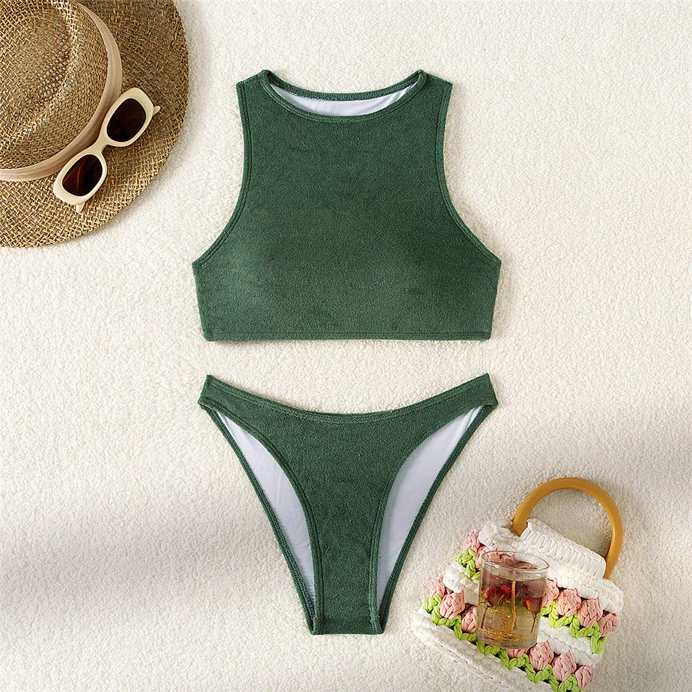 Bikini Set Sexy Green Swimwear Tops Two Pieces Women Swimsuit Bathing Suit Brazilian Bikini 2024 Mujer Beachwear Swimming Suit