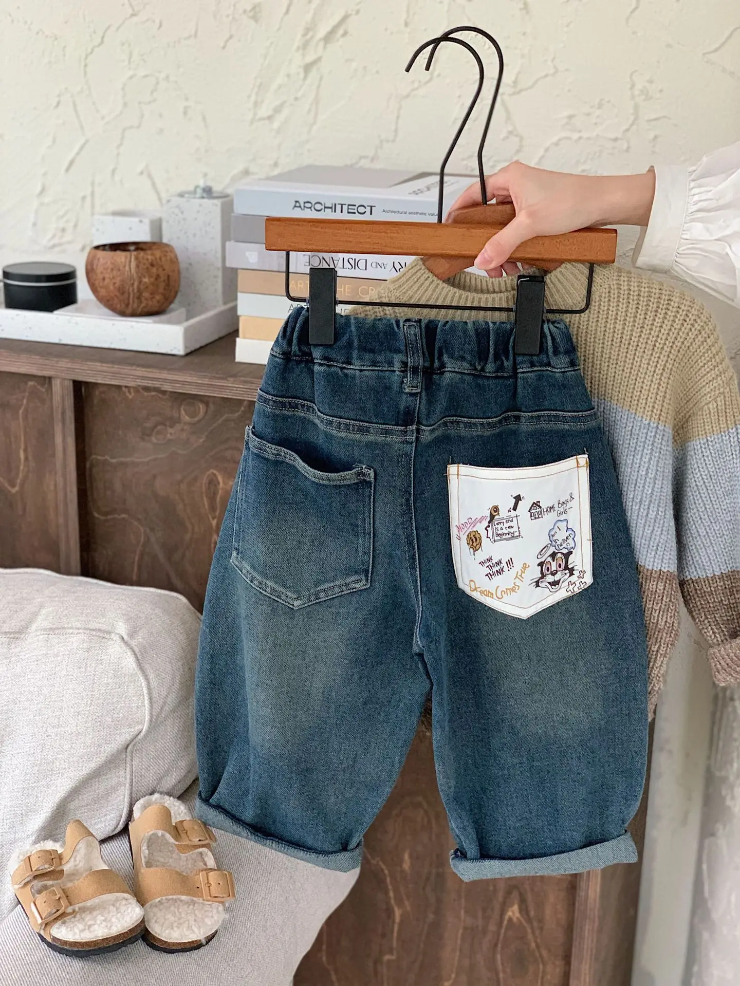 Springautumn Baby Girls Boys Cotton Graffiti Pocket Jeans P…