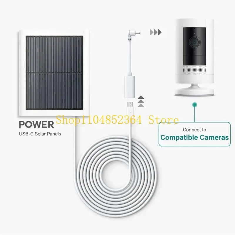 Security Camera Power Adapters Cord USB C to 3.5mm Plug Adapters Solar Panel Monitoring Camera Cable Easy to Install view 3