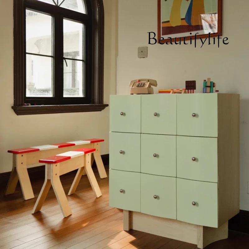 

medieval cream style Creative Bobo green wave cabinet small household nine chest cabinet designer