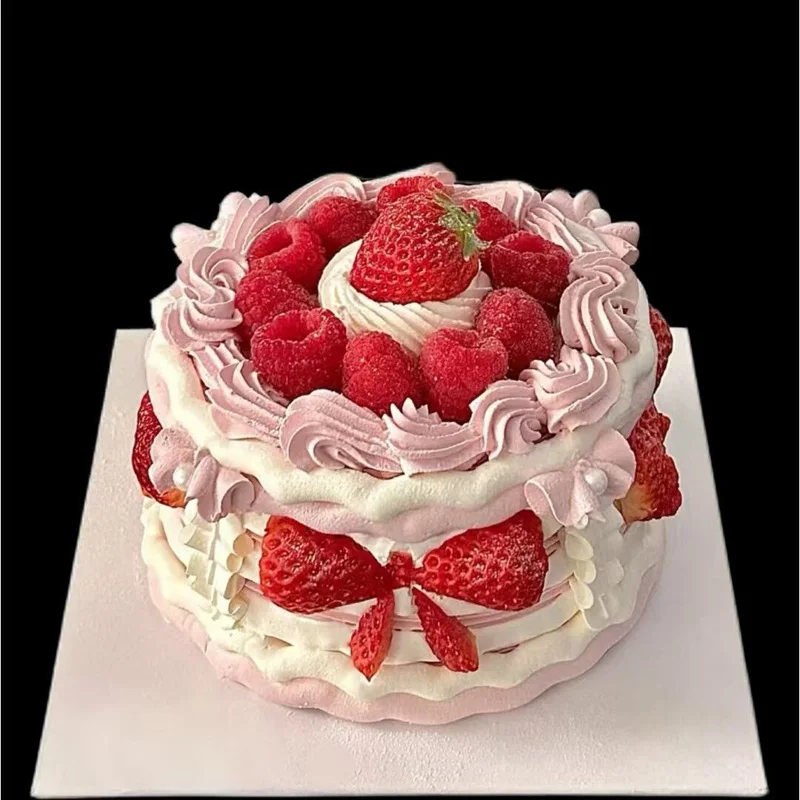 Plastic Simulated Strawberry Cake Model Fake Fruit Birthday Cake Mould Decoration Window Sample Display Wedding Party Ornaments