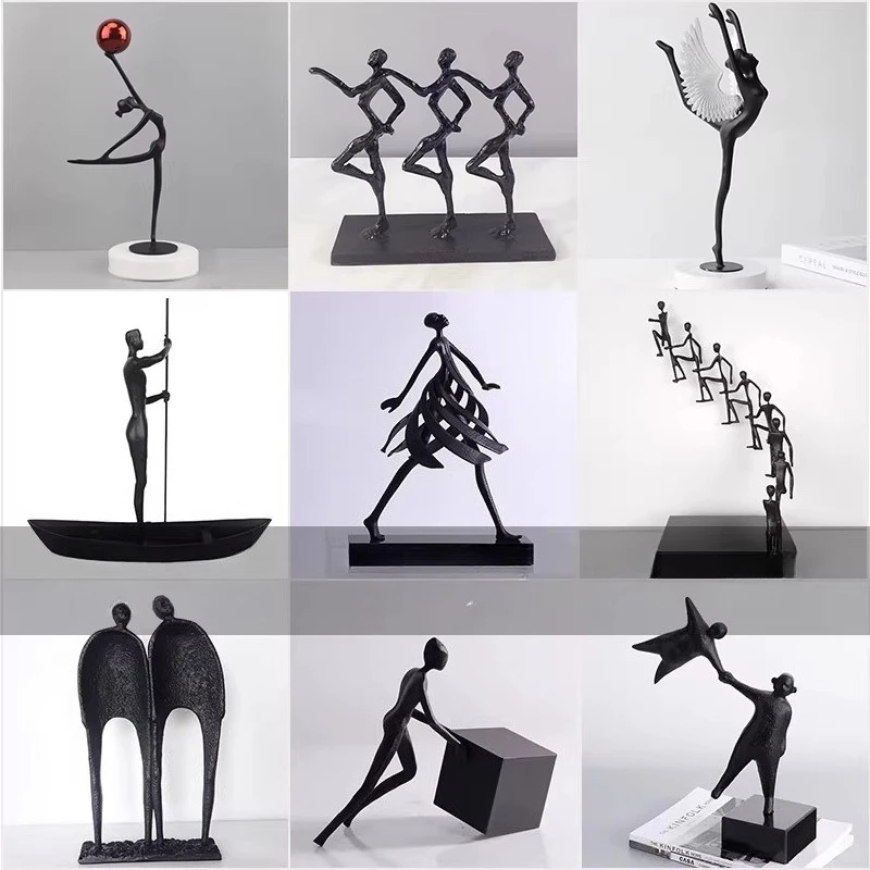 

Современные минималистичные черные чугунные металлические фигурки, украшения, креативные абстрактные поделки, офис, кабинет, полка Богу