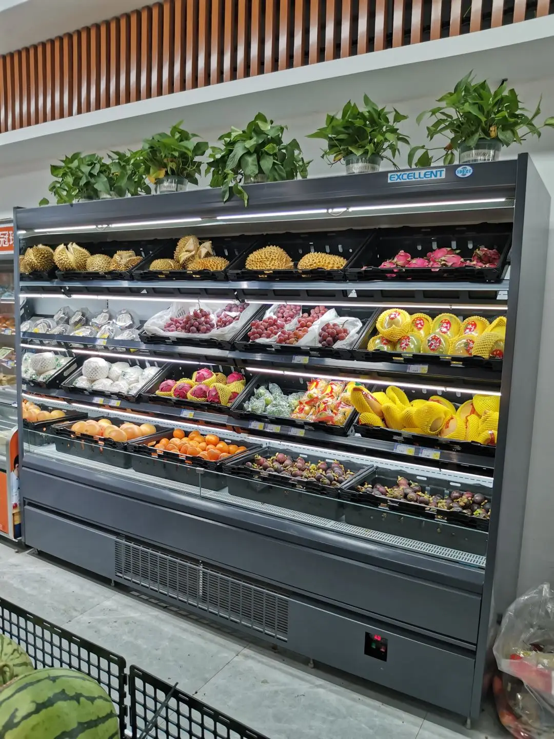 ثلاجة عرض المشروبات التجارية الطازجة المخصصة للتخزين مبرد جزيرة شبه عمودي للسوبر ماركت #2