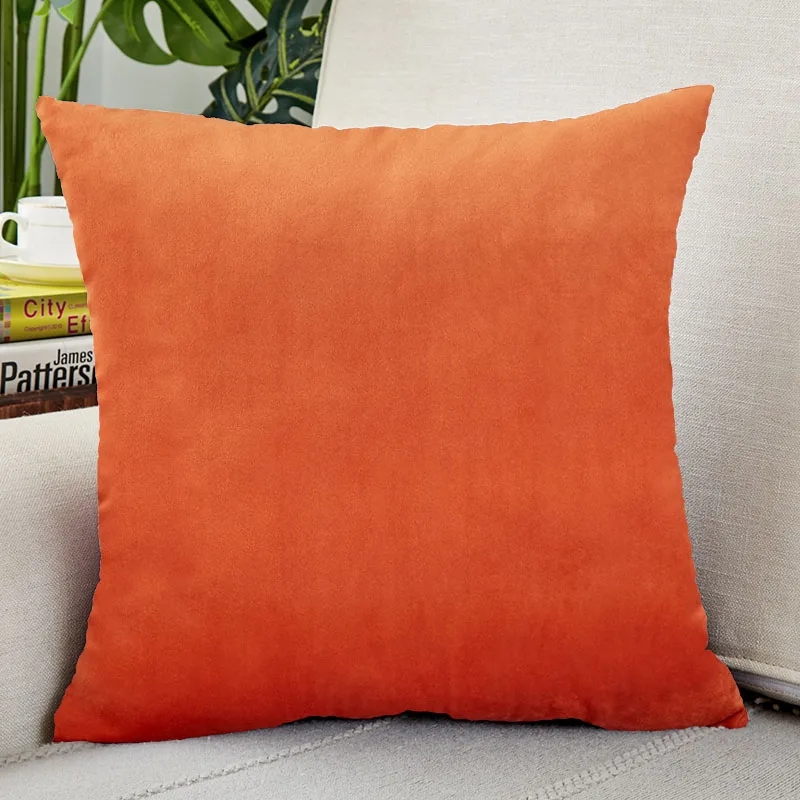 Orange Velvet Cushion Covers Plaid Pillowcases 45x45 Nordic Home Decor Pillows Cover for Sofa Cushions