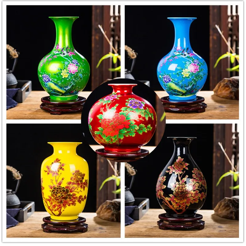 Chinese Style ceramics Vase Jingdezhen Black Porcelain Crystal Glaze Flower Vase Home decoration accessories Handmade Vases - view 3