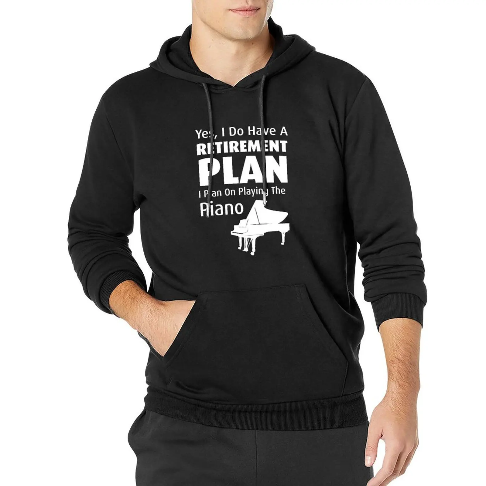 

Retirement Plan Playing Piano Pullover Hoodie men's clothing korean clothes new in hoodies