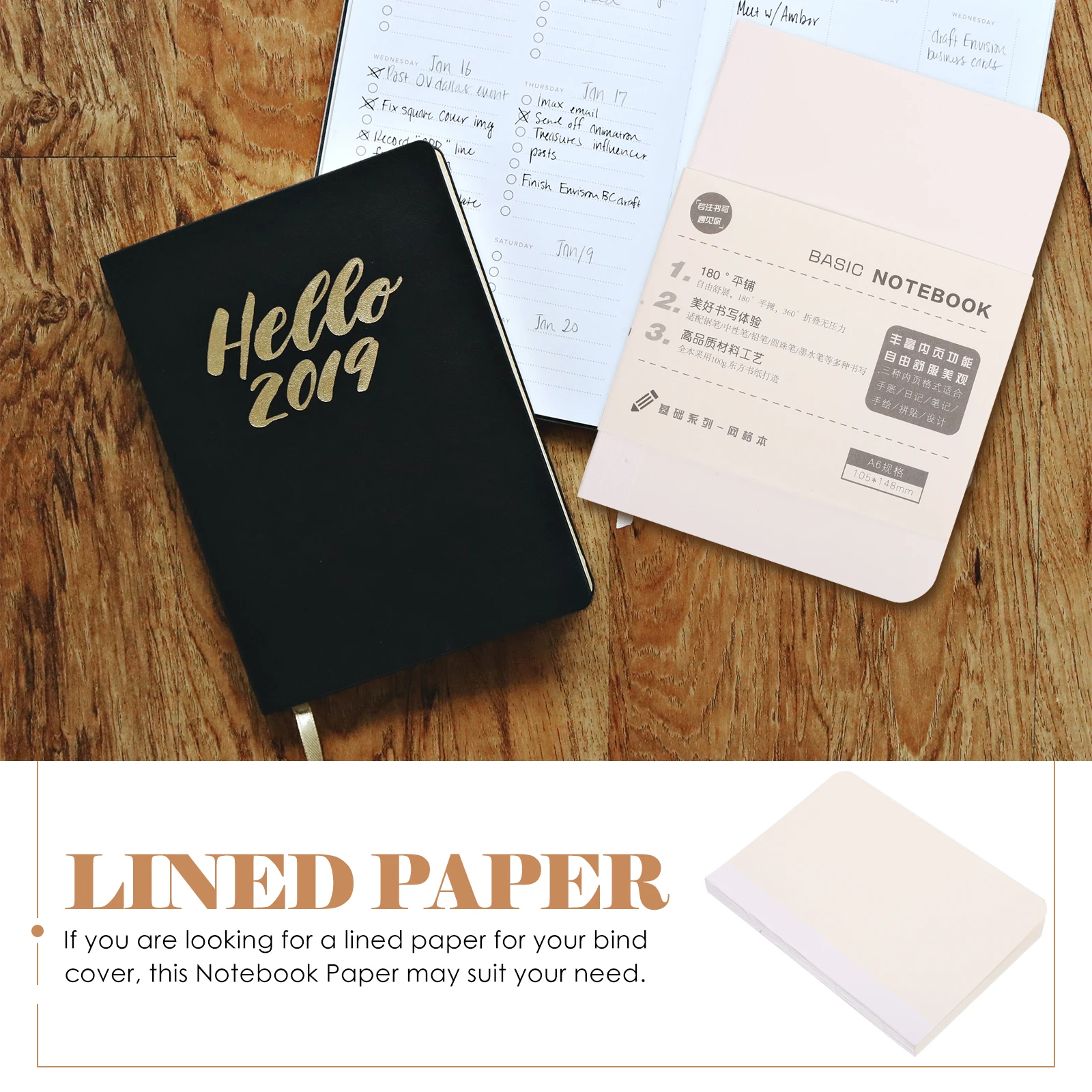 A6 Bound Paper Replacement Inner Sheets for Notebook Cover Sturdy Lined Refill Pages Fountain Pen Friendly Daily Use Office