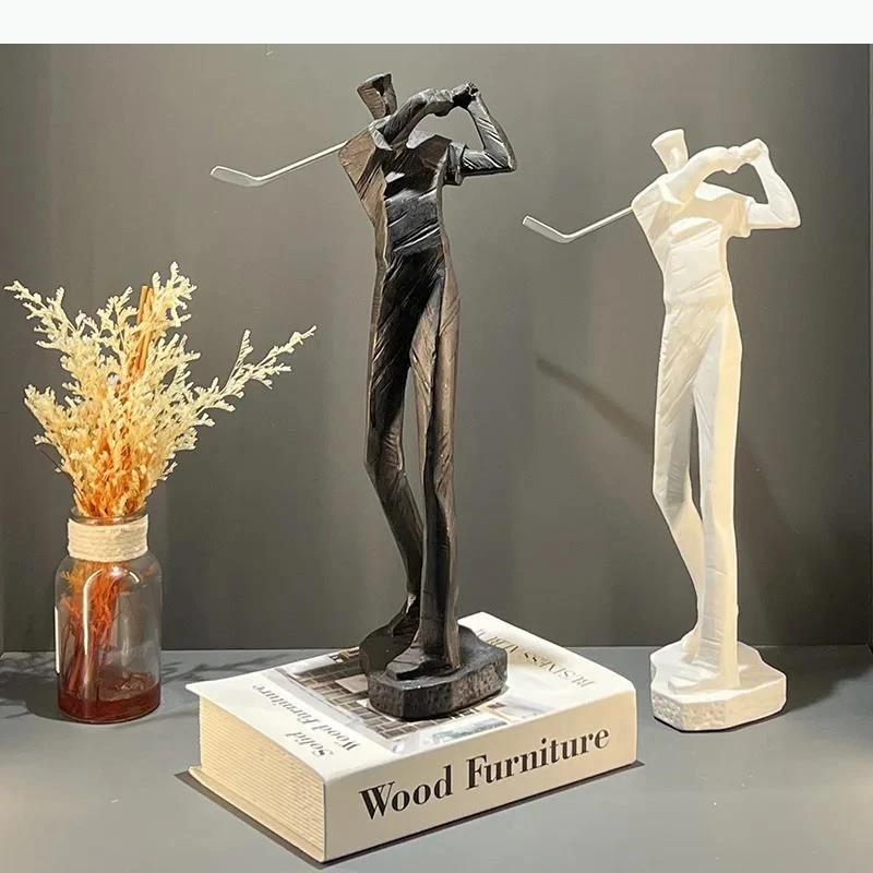 Geometric Golfer Figures Statue Desk Decoration Ornaments Golfer Character Resins Sculpture Room Aesthetic Decor