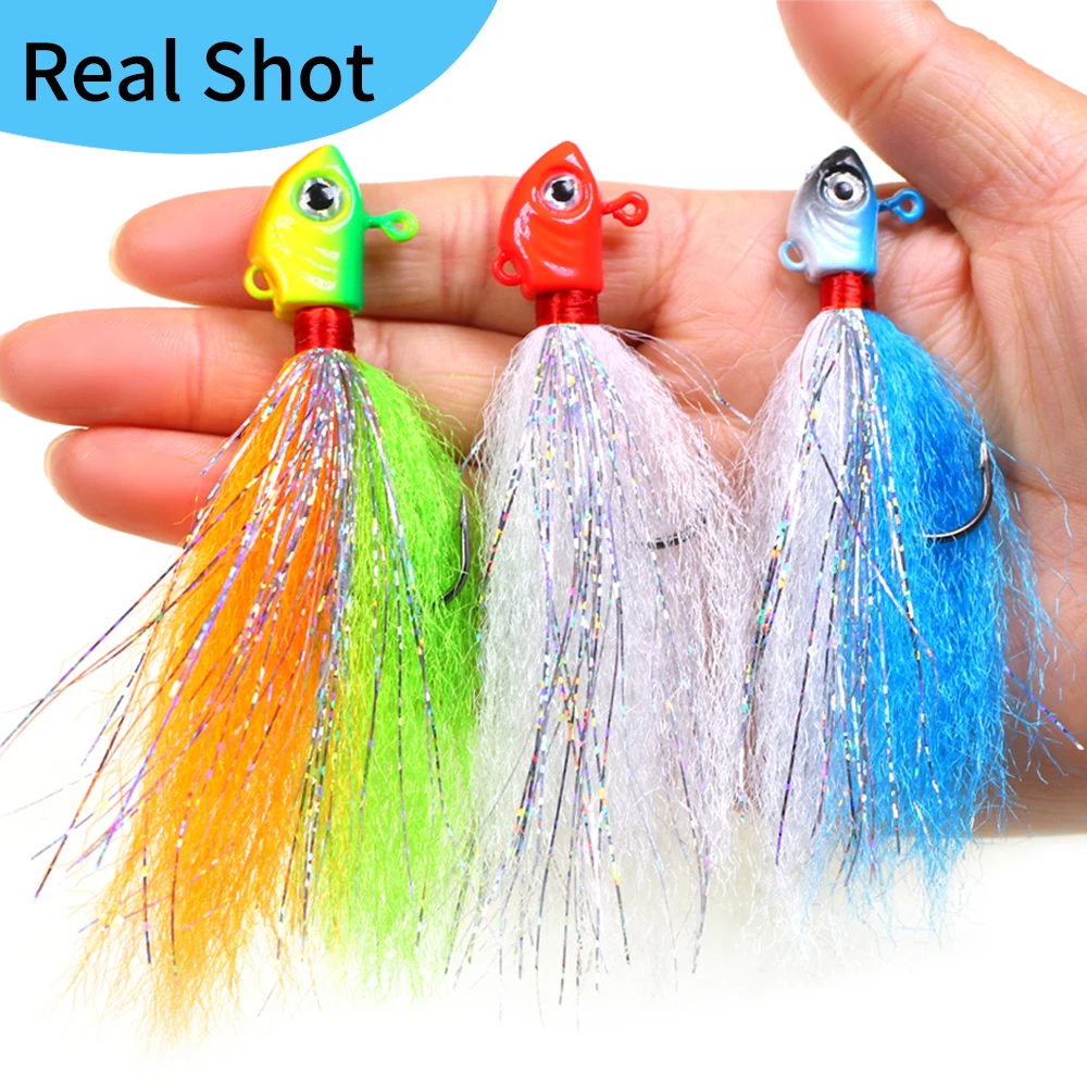 10g 15g 20g เหยื่อตกปลาแบบจมอย่างรวดเร็วเหยื่อปลอมพร้อมไฟเบอร์กะพริบเบส/น้ำจืด/น้ำเค็ม