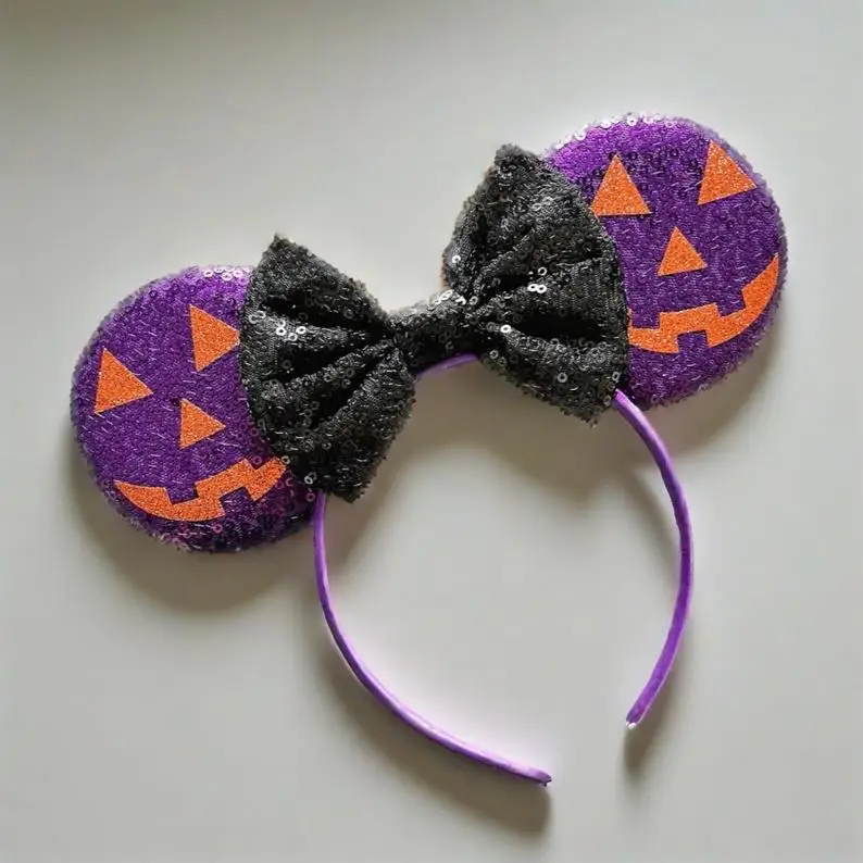 Miniso ハロウィンヘア面白いカボチャヘッドバンドミッキースパンコールリボンヘッドバンドヨーロッパとアメリカの子供のパーティーヘアアクセサリー