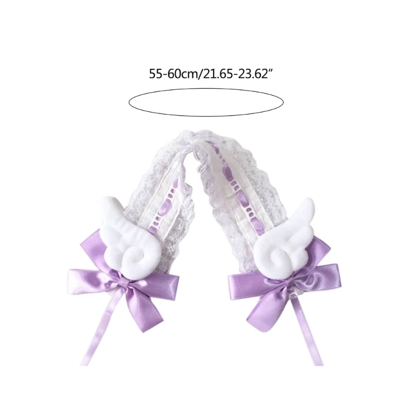 Diademas para el pelo para mujer, diadema para Cosplay de mucama, tocados de encaje Lolitas con alas bonitas, decoraciones con