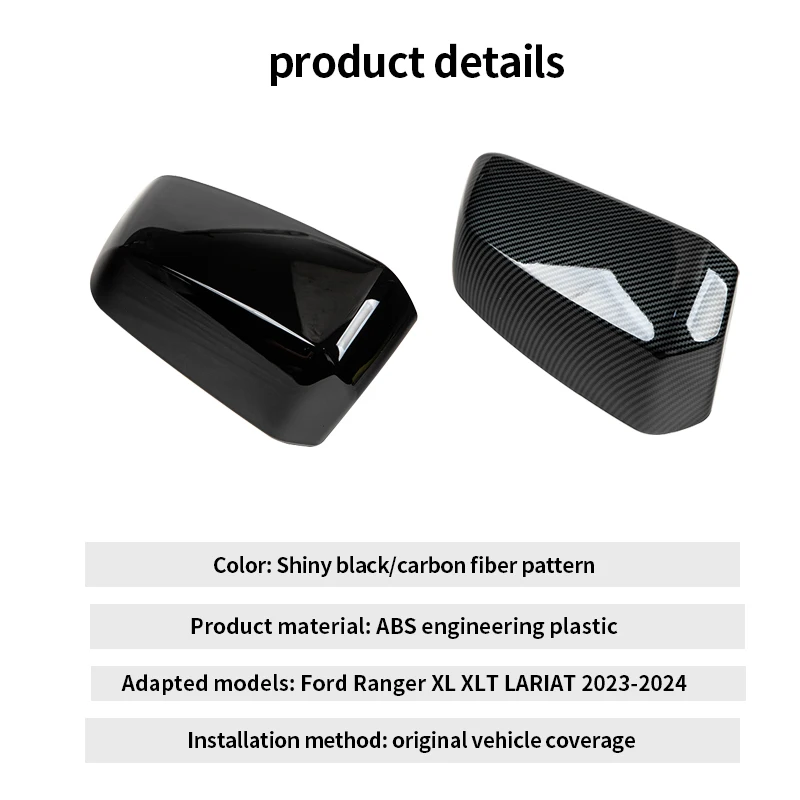 Side Rearview Mirror Cap Mirror Cover Fit For Ford Ranger T9 2023-2024 Reverse Mirror Protection Cover T9 Accessories