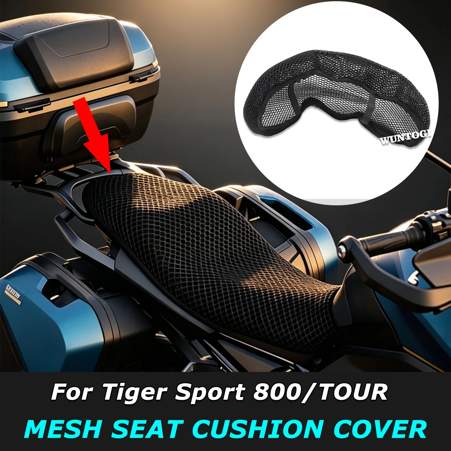 Motorcycle 3D Airflow Seat Cover Accessories Honeycomb Mesh Seat Cover sun protection For Tiger Sport 800 800 Tour 2025-2026