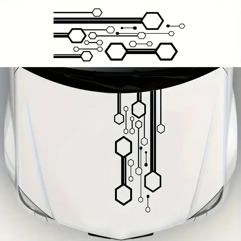 1Pc Hexagonal Stripe PE Car Sticker Universal Body Decal for Hood Door Side Windshield Exterior
