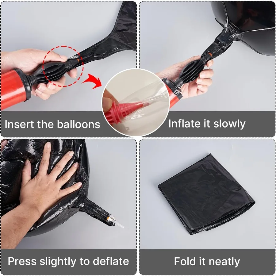 Schwarze Folienballons 3 Stück 50 Zoll große runde Folie Big Giant Orbz 4D Jumbo aufblasbare Spiegelkugel Mylar-Luftballons für Halloween G