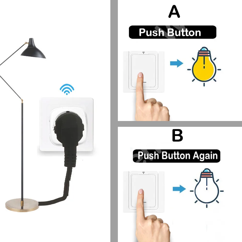 433 MHZ Rf telecomando Wireless Smart Light Switch prese elettriche 220V 230V 16A spina per elettrodomestico Fan Light