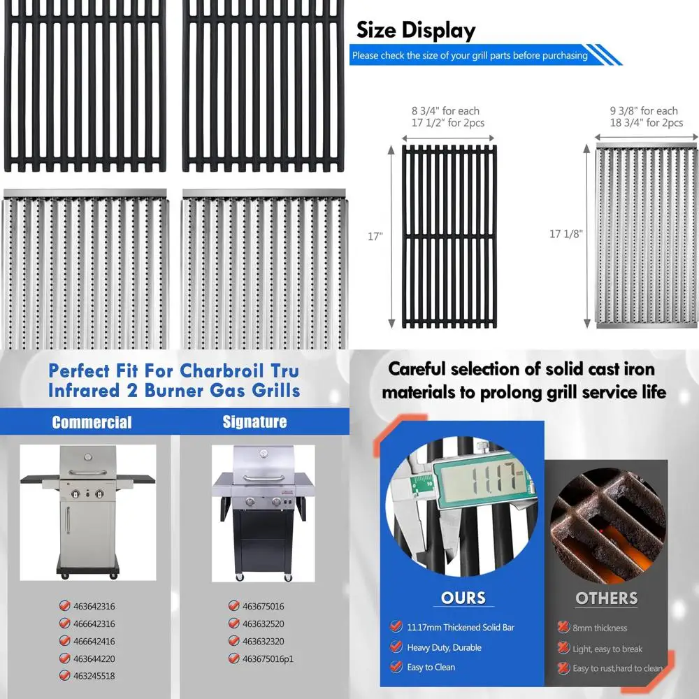 

Infrared Emitter Replacement Parts for 2 Burner Commercial Tru Infrared Cooking Grates