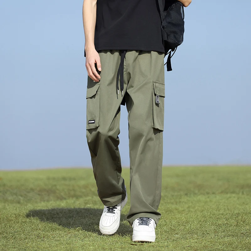 

Men's fashionable drawstring pants with adjustable drawstring elastic waistband, loose fit, multi-color all-season comfort