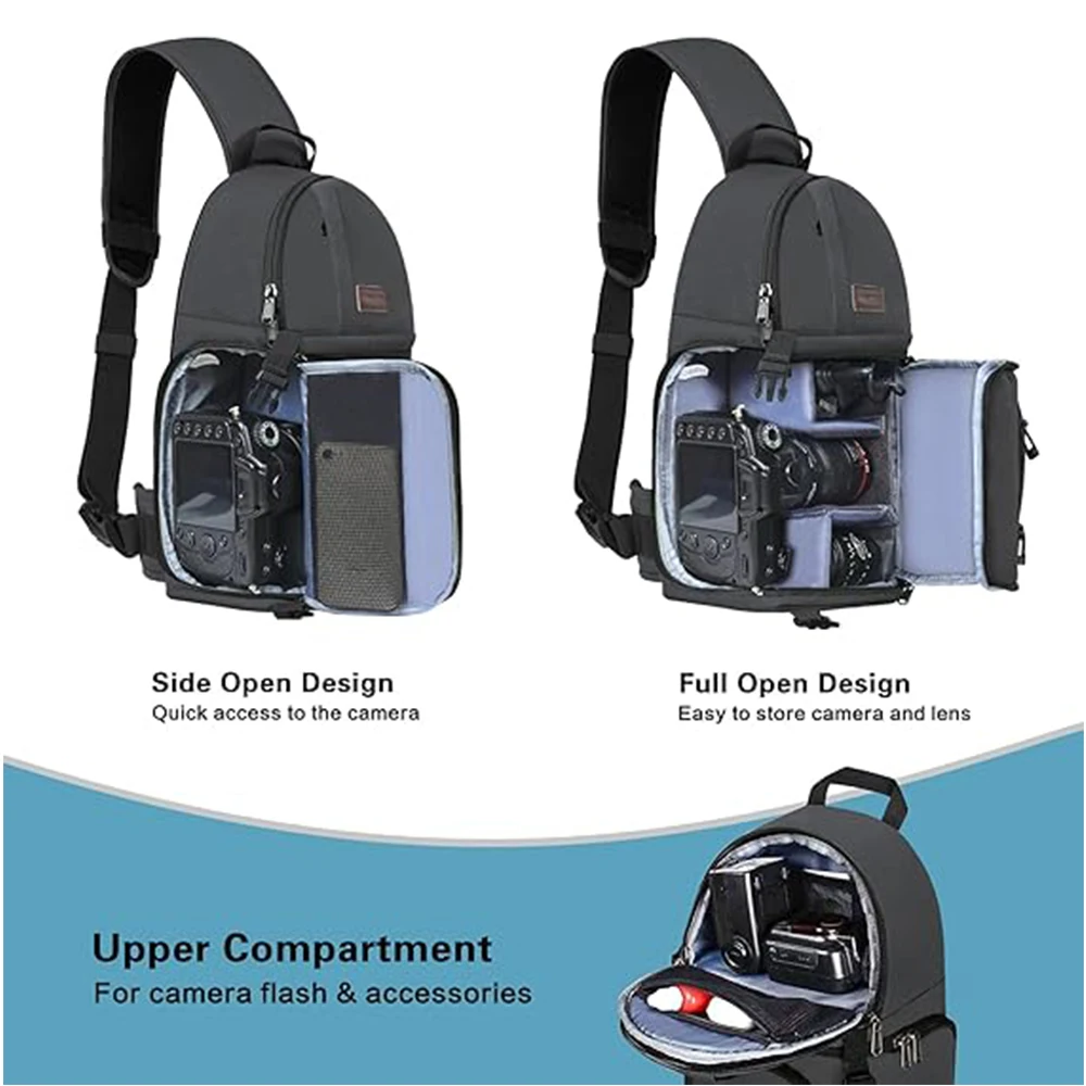 MOSISO Camera Sling Bag, DSLR/SLR/Mirrorless Camera Backpack Case Shockproof Photography Backpack with Tripod Holder