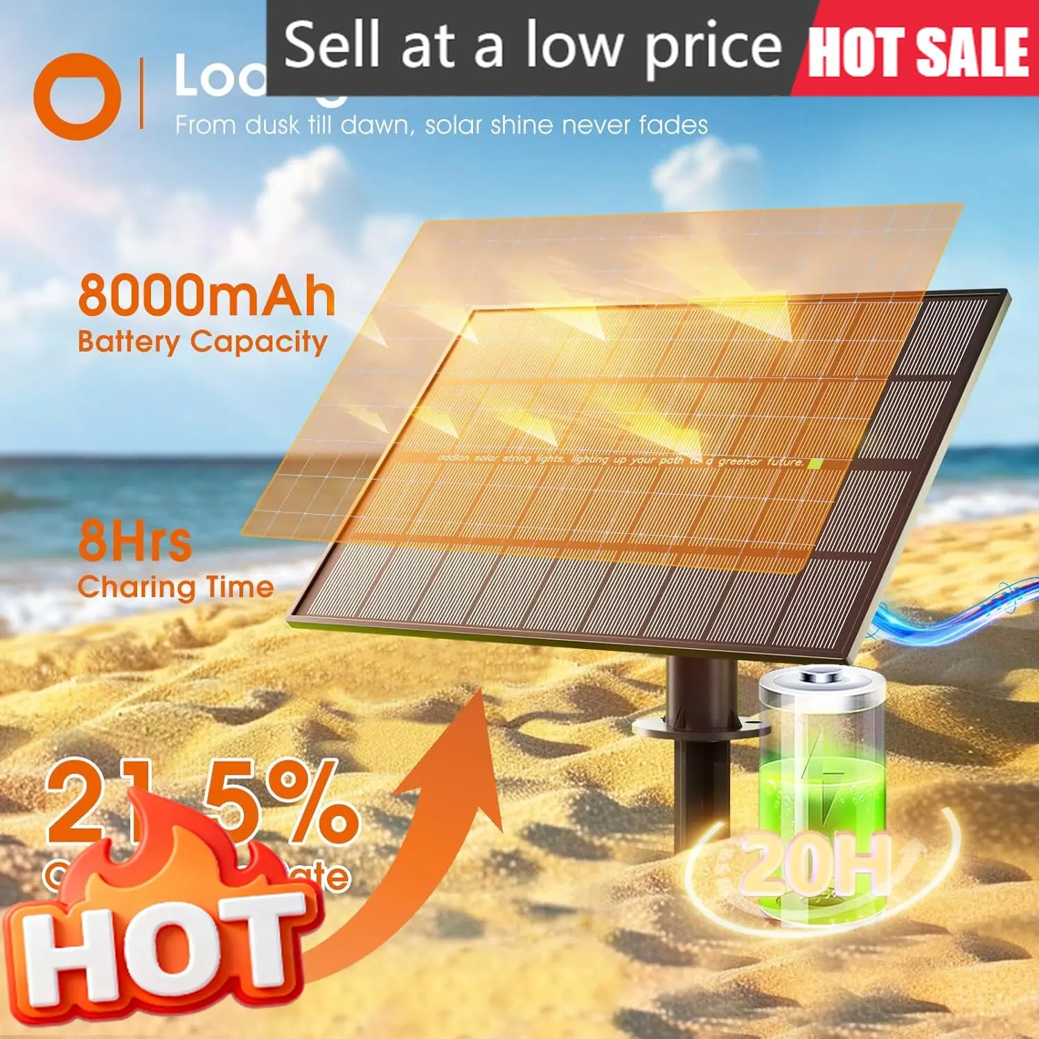 

100Ft Solar String Lights Outdoor Waterproof With 6W Panel Usb Charging Remote Control Patio Lights Long Last For 20Hrs Dimmable