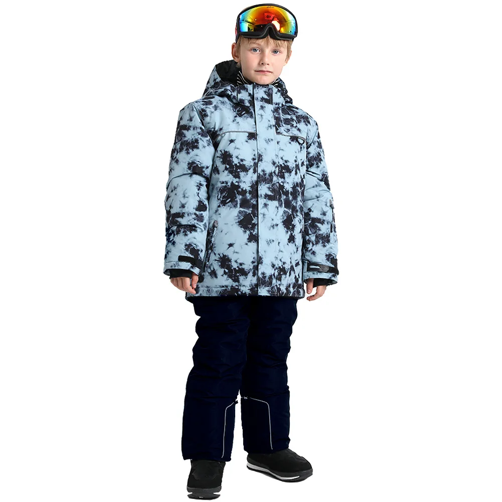 

Boys Waterproof Jacket Fashion Hooded Windproof Warm Skiing Wear Children's Snowboarding Suits Sports Clothes for Winter