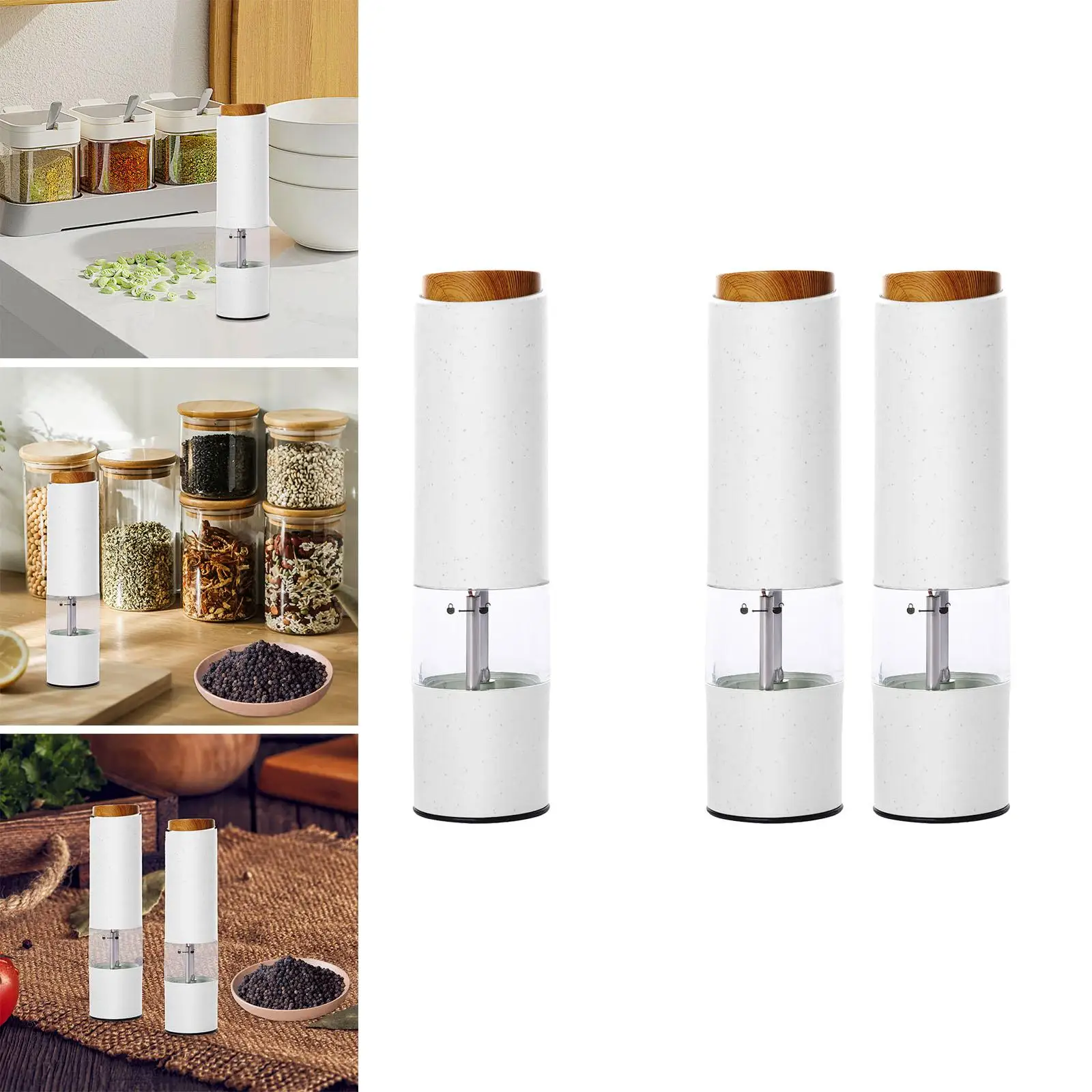 전기 후추 분쇄기 LED 조명으로 견고한 전문 리필 가능 조절 가능한 향신료 분쇄기 캠핑 바 주방용 휴대용