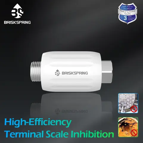 BRISKSPRING Terminal Scale Inhibition Water Softener System Descaler Anti Limescale & Hard Water for Water Heater Shower Filter