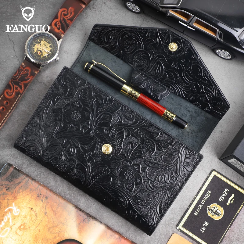 2025 New Vintage Embossed Genuine Leather DIY Binder Notebook Cover B6 Diary Agenda Planner Paper Cover School Stationery