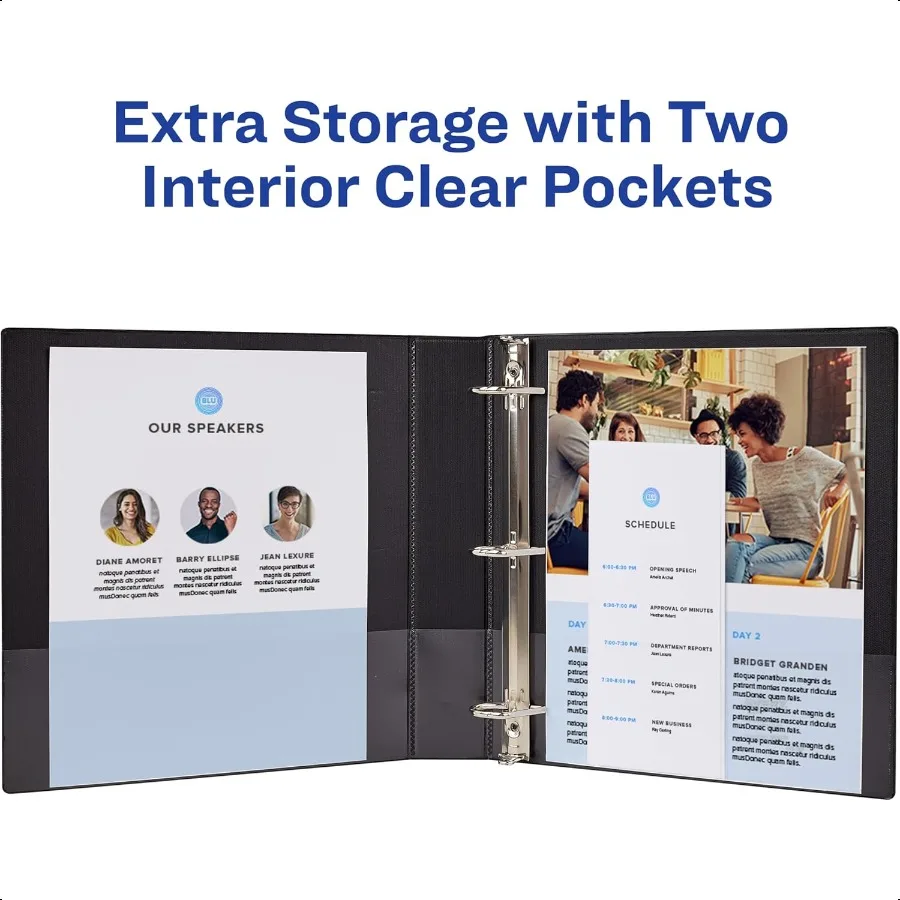 경제형 쇼케이스 뷰 3링 바인더 1.5 슬랜트 링 375매 용량 2.1인치 와이드 스파인 가정 학교 사무실용으로 적합