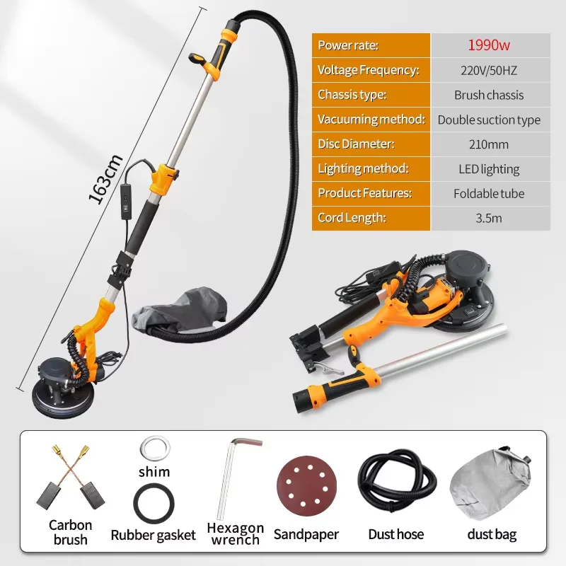 Drywall Sander Foldable Long Handle Self-Priming Putty Sanding Machine