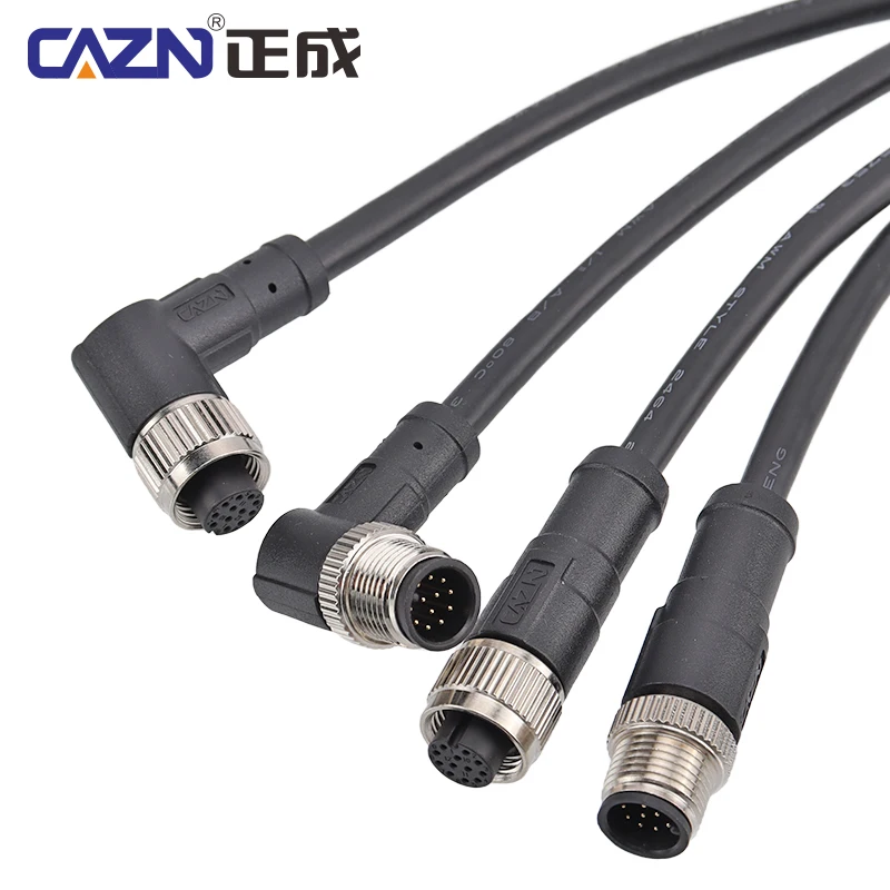 IP65 M12 PUR Material Overmolded Unshielded Plug 2/3/4/5/6/8/12/17 Pins A/C-code Sensor Connector Plug