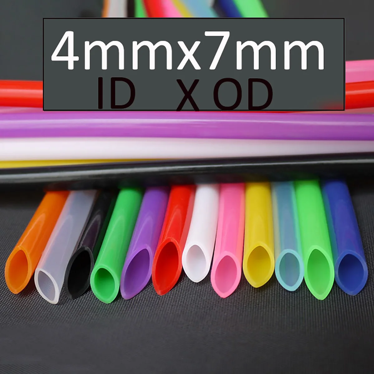 

4mmx7mm Silicone Tube Flexible Hose Food Grade Soft Drink Pipes Water Connector ID 4mm x OD 7mm Black Red Yellow Blue White Pink