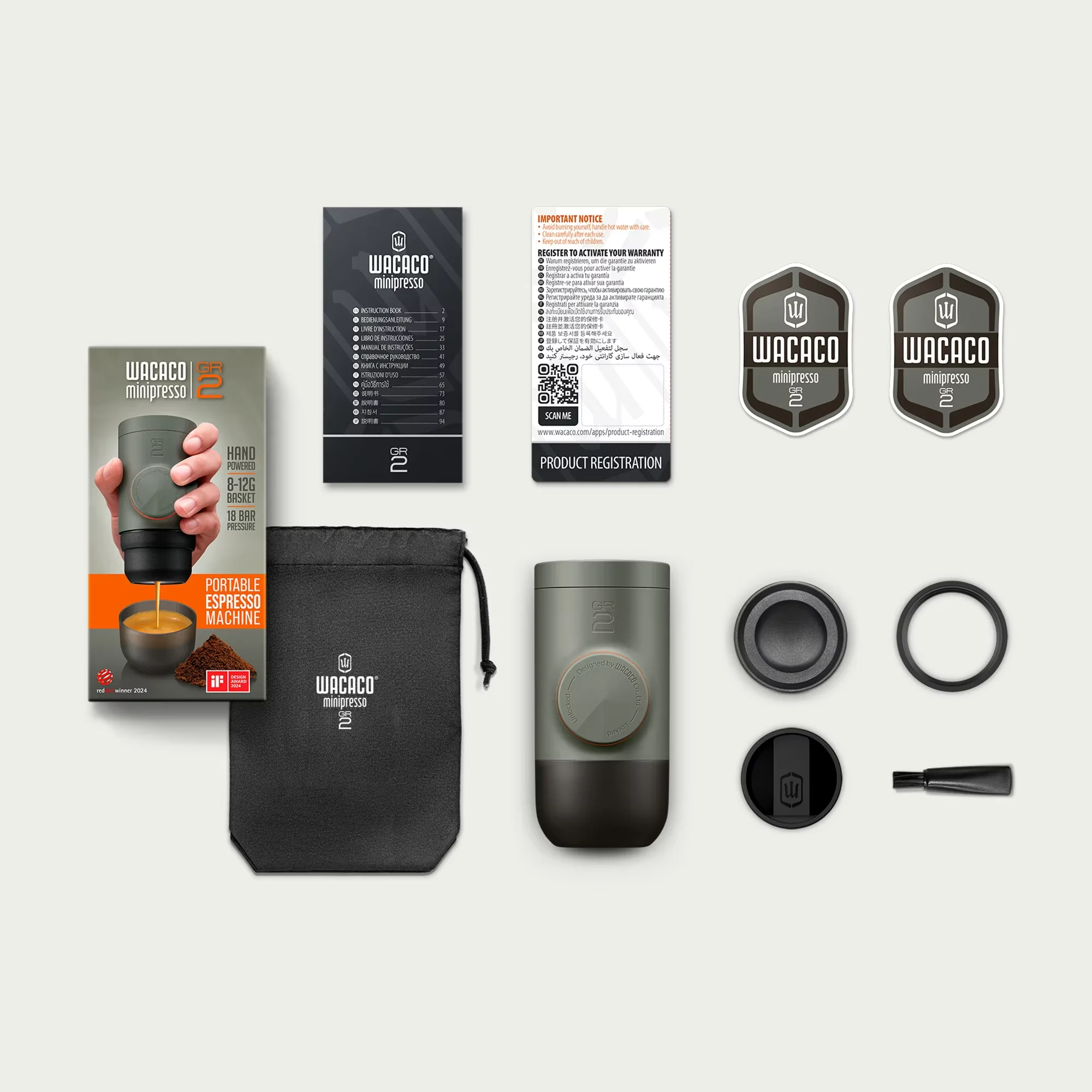 WACACO Nanopresso +Estuche, Cafetera Espresso Portátil con Estuche Protector Nanopresso, Versión Mejorada de Minipresso