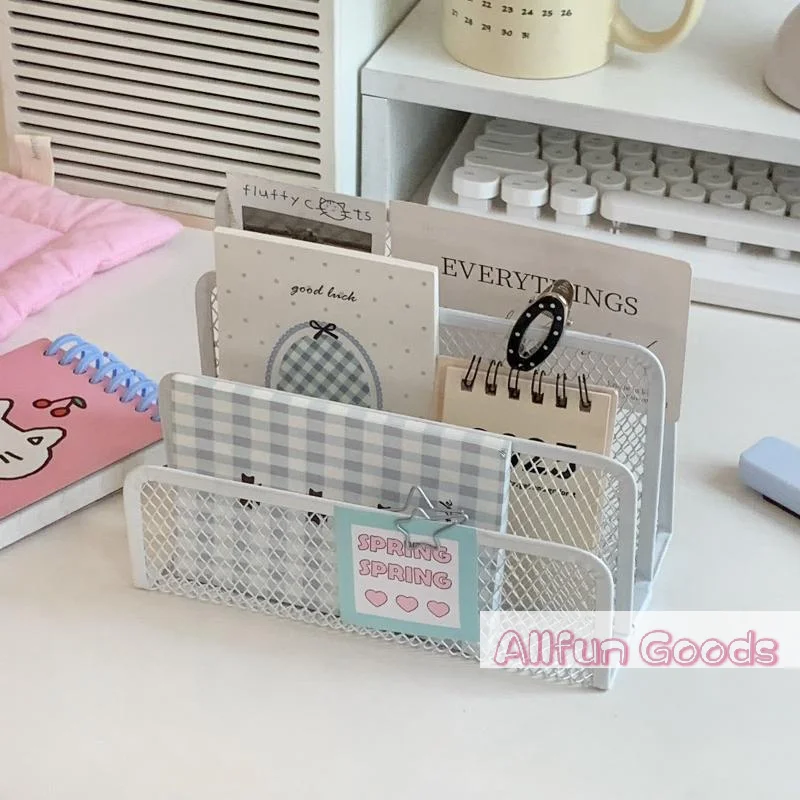 [TG835]1Pcs Multi-functional Metal Table File Rack Mesh Three Layers Mail Holder Desktop Storage Stand School Office Mail Holder