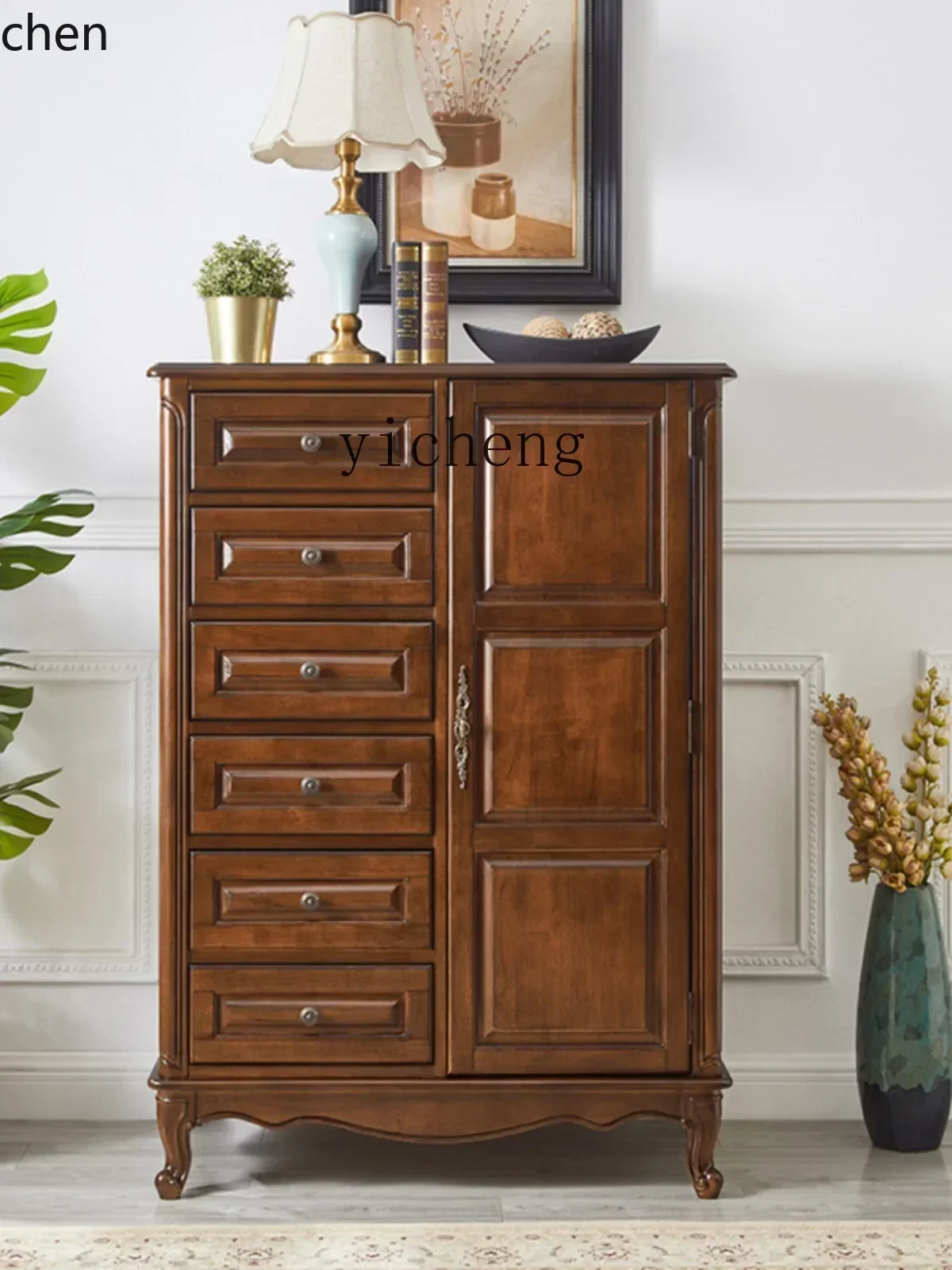 b6.25 American solid wood locker multi-bucket drawer cabinet with door simple file cabinet