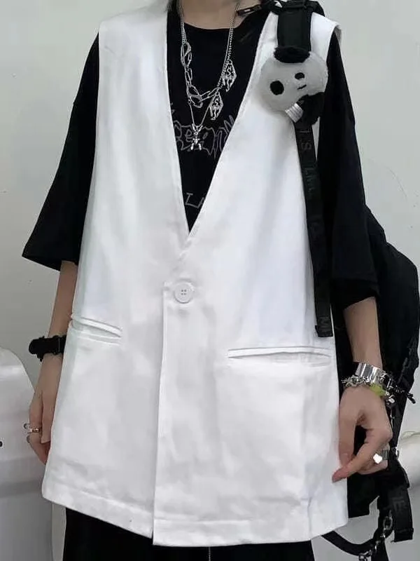 Loose Women's Tank Top And T-Shirt Two-Piece Set Korean Style Summer New Arrival Student Fashion Bf Open Cardigan Outerwear