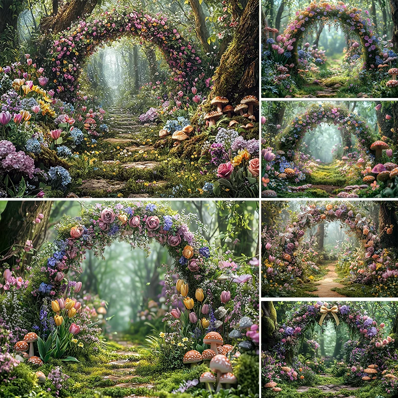 

Фон для фотосъемки LS: Весенний лес, сказочная арка, цветы, яйца, для детских дней рождения, портретов, декор, студия