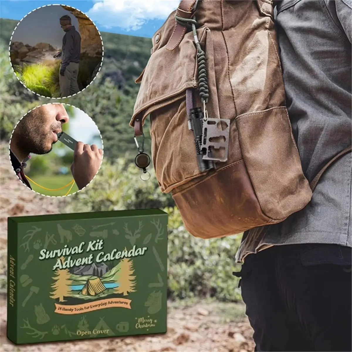 A67T NEW Christmas Outdoor Survival Tools Advent Calendar Camping Picnic Supplies Countdown Family Friends Gifts Sets