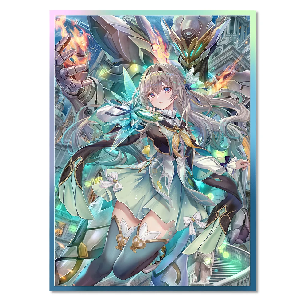 67x92mm 60-120 Stück Klare Vorderseite & Holografischer Effekt auf der Rückseite Standardgröße Kunst-Anime-Kartenhüllen für MTG/PTCG-Spiele Top-Loading Brettspiel Sammelkarten-Schutzhüllen
