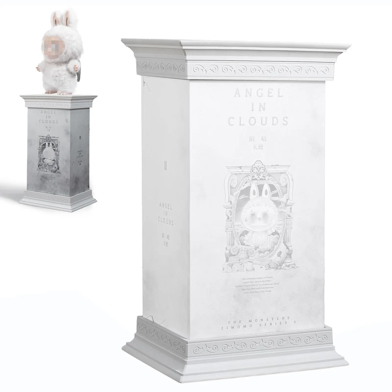 Eary 2 Pieces Doll Display Base with Roman Column Design Ideal for Showcasing LABUBU & ZIMOMO Doll Anti-Tip Secure Display Stand