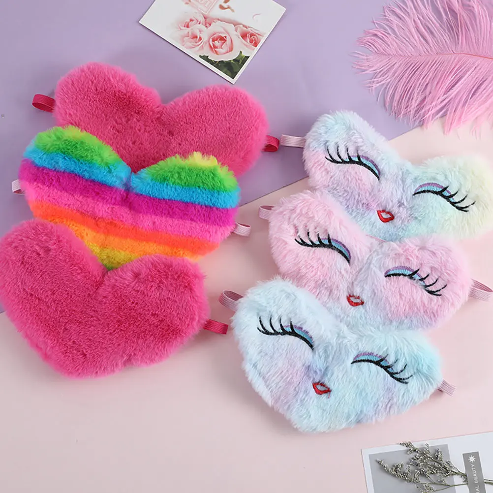 

1Pcs Sleeping Mask Heart-Shaped Cartoon Eye Mask Comfortable Elastic Blinder for Travel Sleep Relief Eye Fatigue Block Light