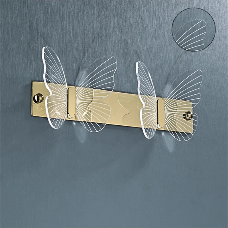 KK&FING Creative Bathroom Hooks New Butterfly Double Row Wall Hook Premium Gold Coat Hook Wall hanger Black Metal Hooks