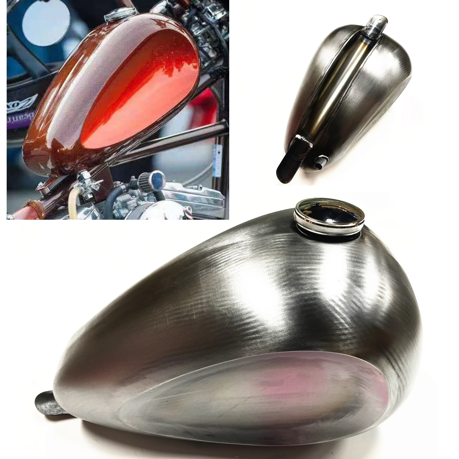 12L 3.1Gal Petrol Gas Fuel Tank For Honda Yamaha Harley Motorcycle Universal Motorbike Handmade Modified Elding Gasoline Oil Can