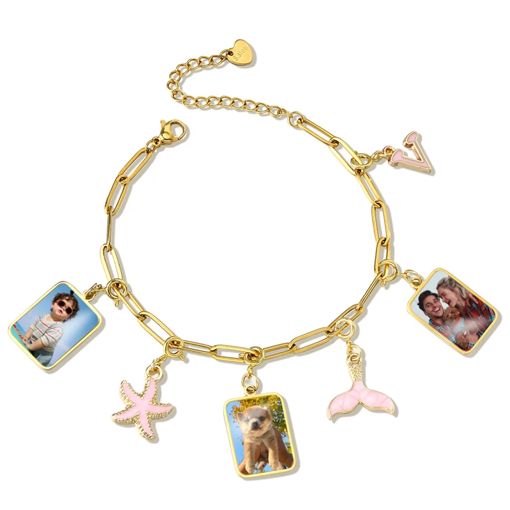 تخصيص صورة رسالة العلم قلادة قلادة للنساء الرجال الفولاذ المقاوم للصدأ سحر سلسلة سوار DIY صنع المجوهرات والاكسسوارات #2