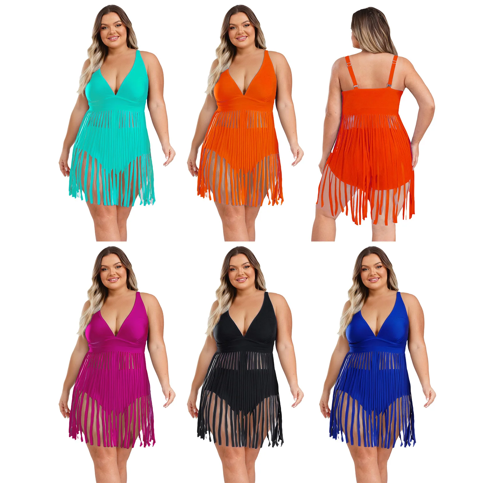 2-teiliger Damen-Badeanzug mit Fransensaum, Bade-Outfits, Oberteile mit hoher Taille, Bikinihose, Bauchkontrolle, Strand-Badeanzüge, Badebekleidung