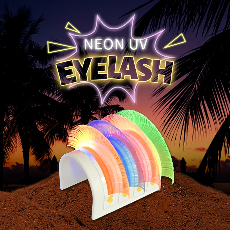 Abonnie 8-15mm Neon UV False Lash Extension Fluorescent Green Bright Color Bulk Classic Individual Eyelashes Glow In Darkness