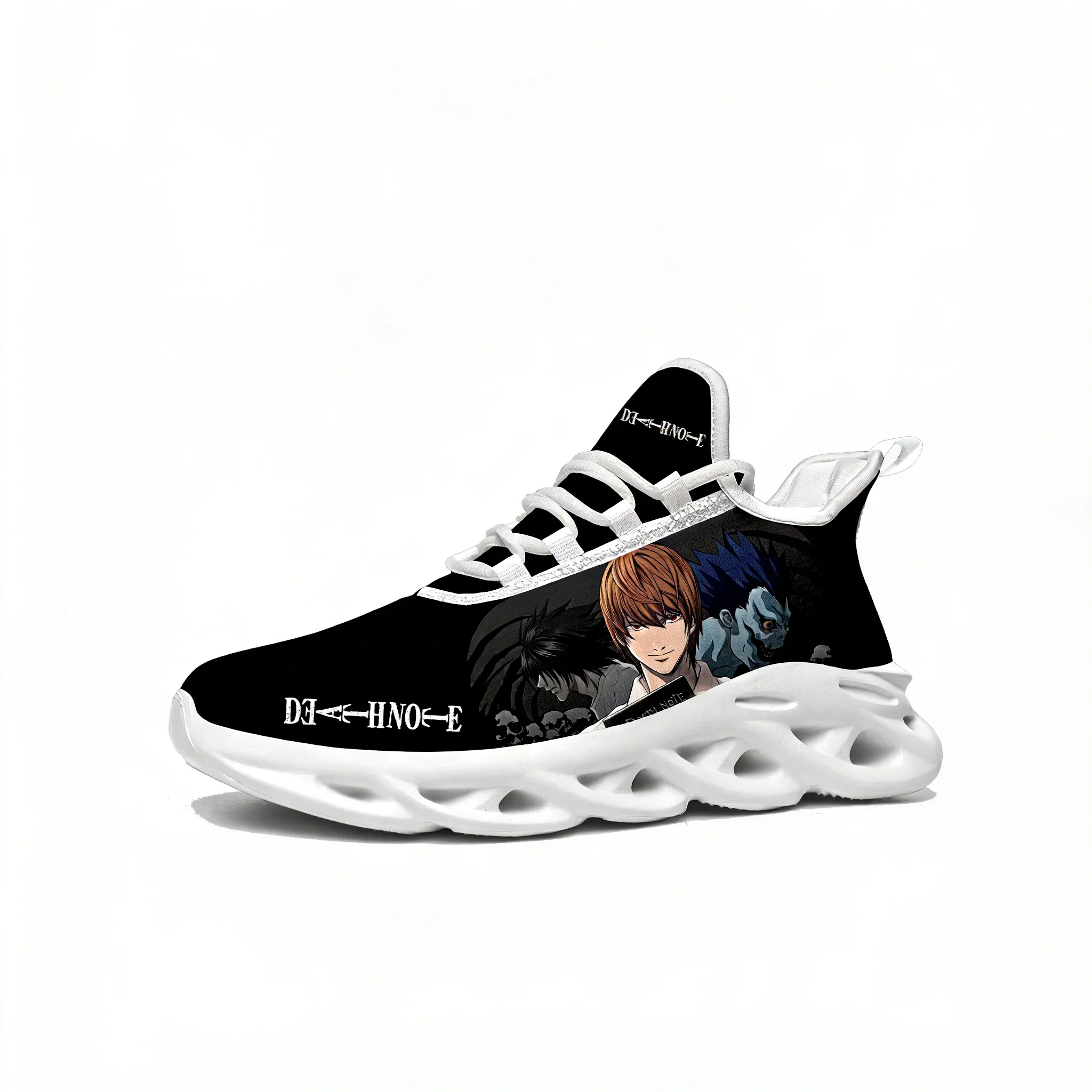 Death Note Lace Mesh Shoes Flat Sneaker Mens Womens Sport Running Shoes Sport Sneakers High Quality Anime Customized Footwears