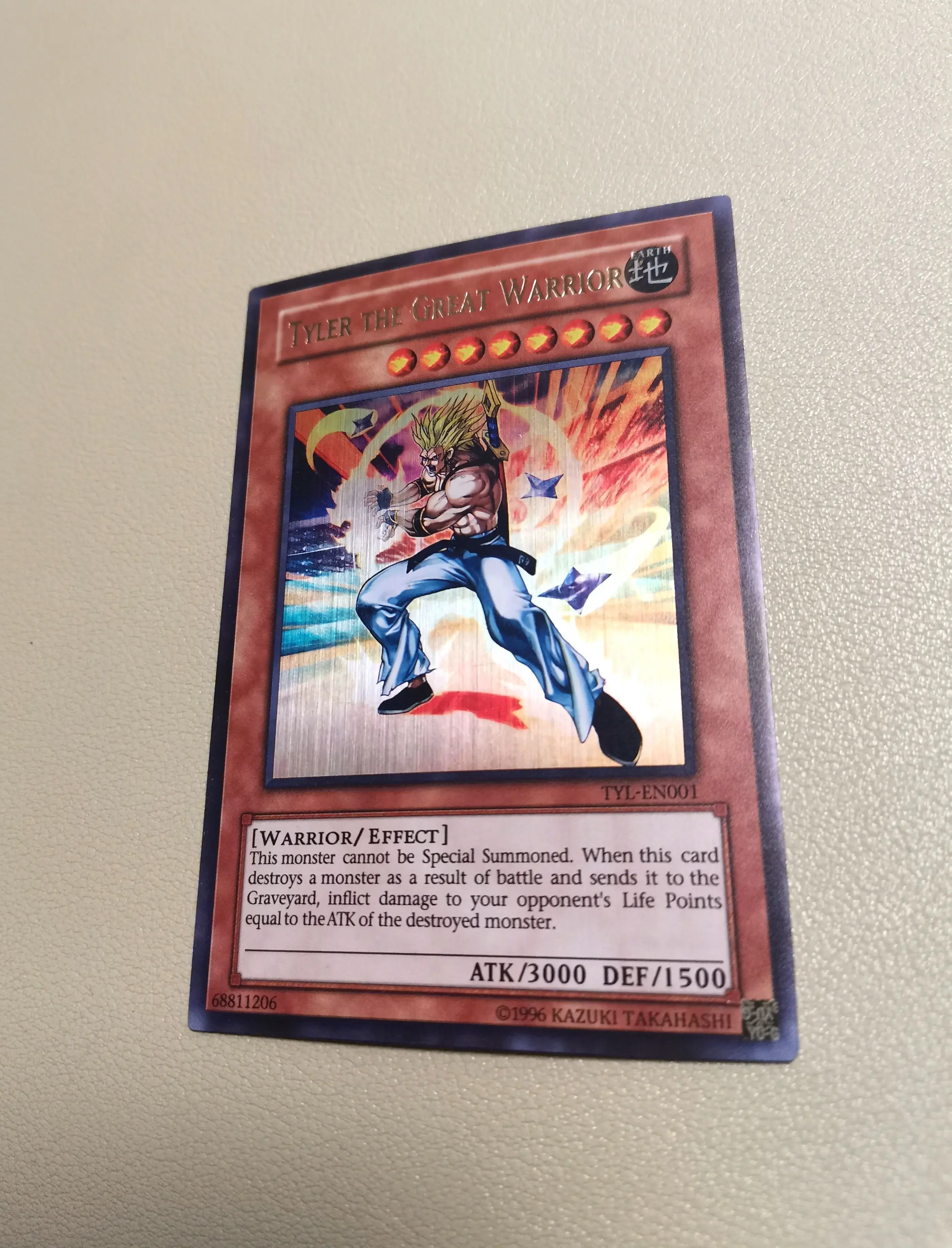 YuGiOh Tyler The Great Warrior Animation Characters Self Made Refraction Flash Card Anime Classics Game Collection Cards Toy