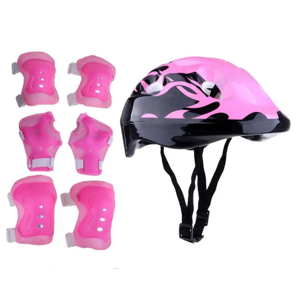 7Pcs Children Skateboard Bicycle Helmet Knee Elbow Wrist Protective Guard Pad for Skateboard Roller Ice Sports Protective Gear